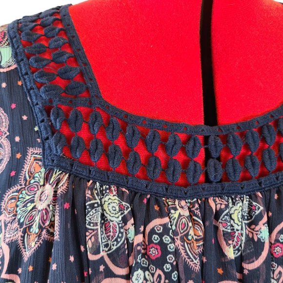 Lane Bryant Navy Floral Paisley Square Neck Blouse NWOT Size 20 - Picture 2 of 8